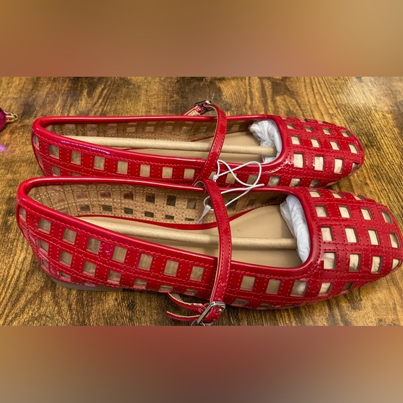 Women's Lorelei Woven Mary Jane Flats with Memory Foam Insole Wild Fable Red 6 - Picture 4 of 7